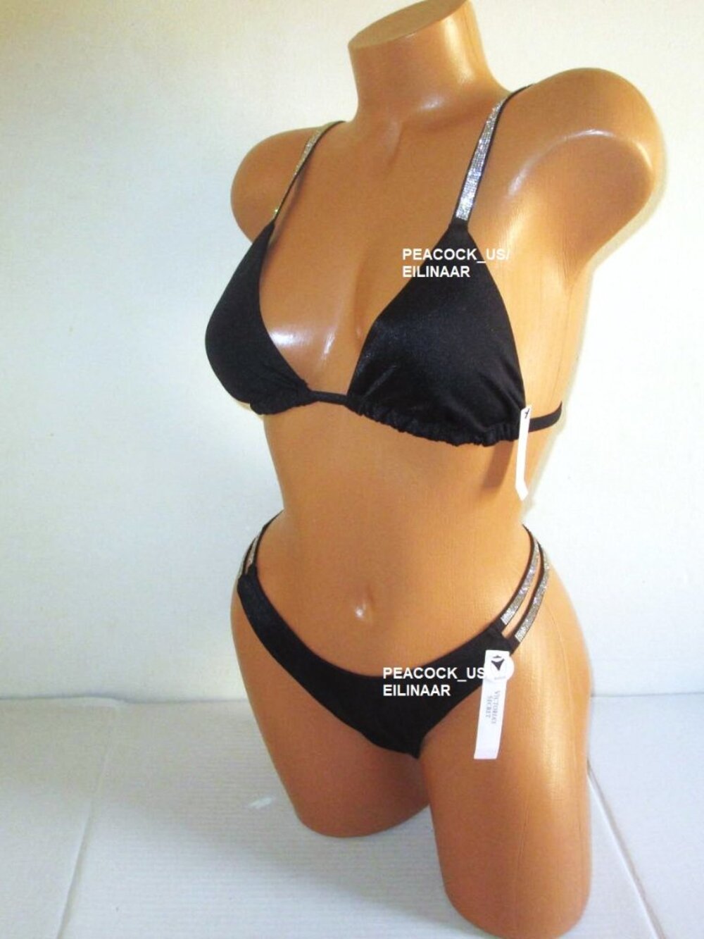 M/M Victoria Secret Swim Shine Strap Triangle Top Brazilian Bottom Bikini Set